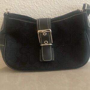 Coach Black Shoulder Bag with Silver Buckle